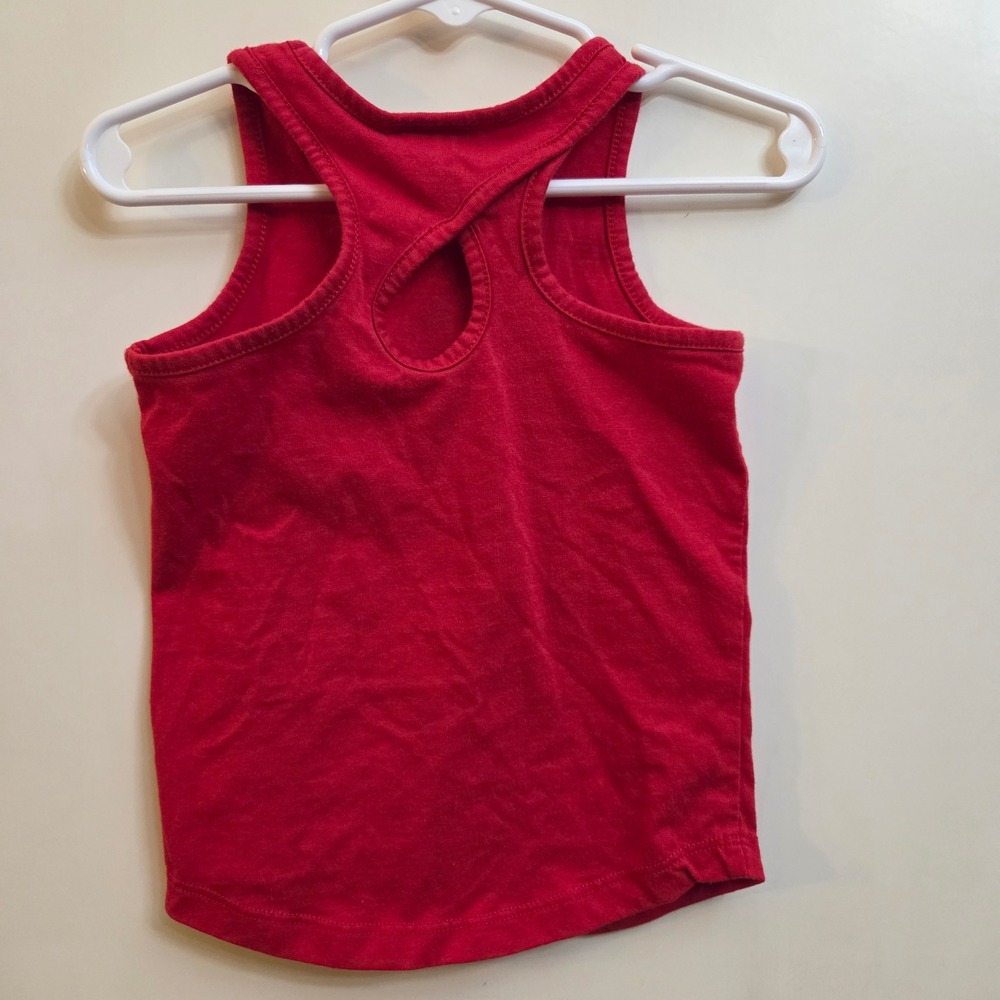 Adidas Girls Red Stars and Stripes Graphic Logo Keyhole Tank Top Size 24M - Picture 2 of 3